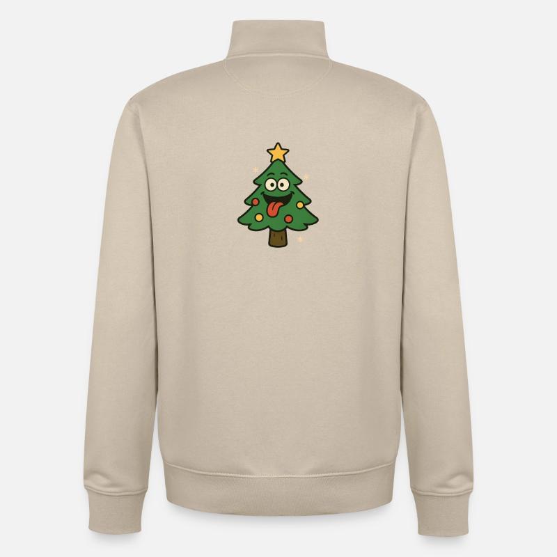 Drôle d’arbre de Noël avec langue - Sweat zippé unisexe en coton bio Stanley/Stella - beige crème