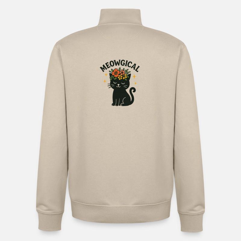 Conception de chat mignon magique - Meowgical - Sweat zippé unisexe en coton bio Stanley/Stella - beige crème