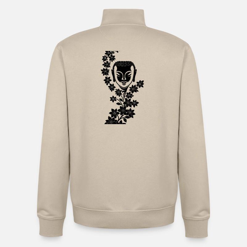 Bouddha avec couronne de fleurs -- Âme - Sweat zippé unisexe en coton bio Stanley/Stella - beige crème