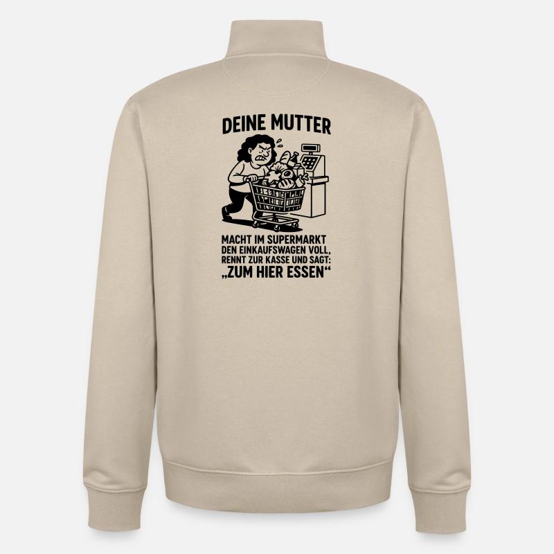 Supermarché Découvrez votre blague de maman - Sweat zippé unisexe en coton bio Stanley/Stella - beige crème
