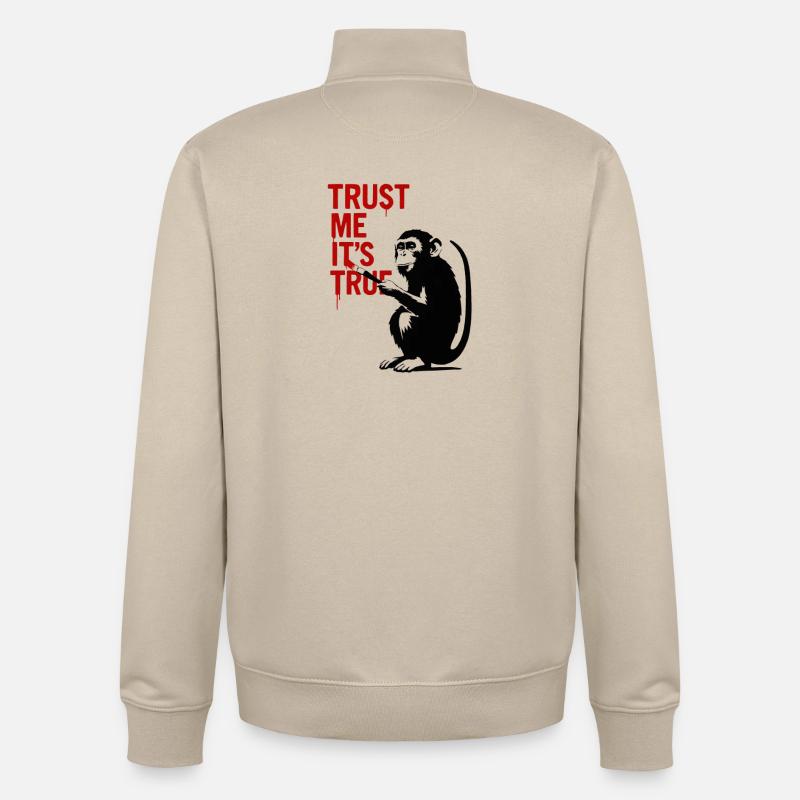 Trust Me It’s True Monkey Graffiti - Unisex Organic Zip Sweatshirt von Stanley/Stella - Cremebeige