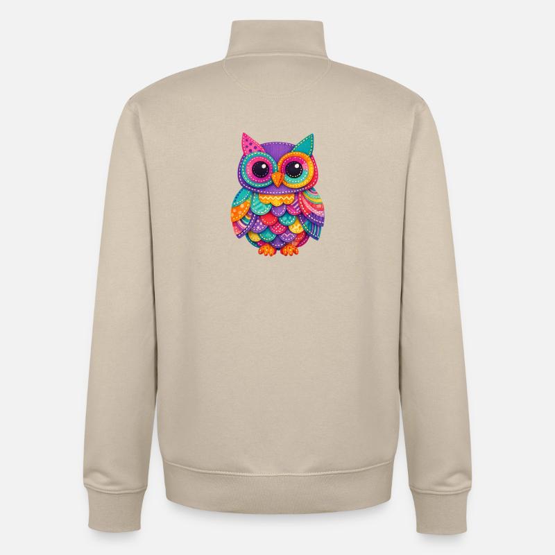 Patchwork Owl Magic - Unisex Organic Zip Sweatshirt by Stanley/Stella - desert dust