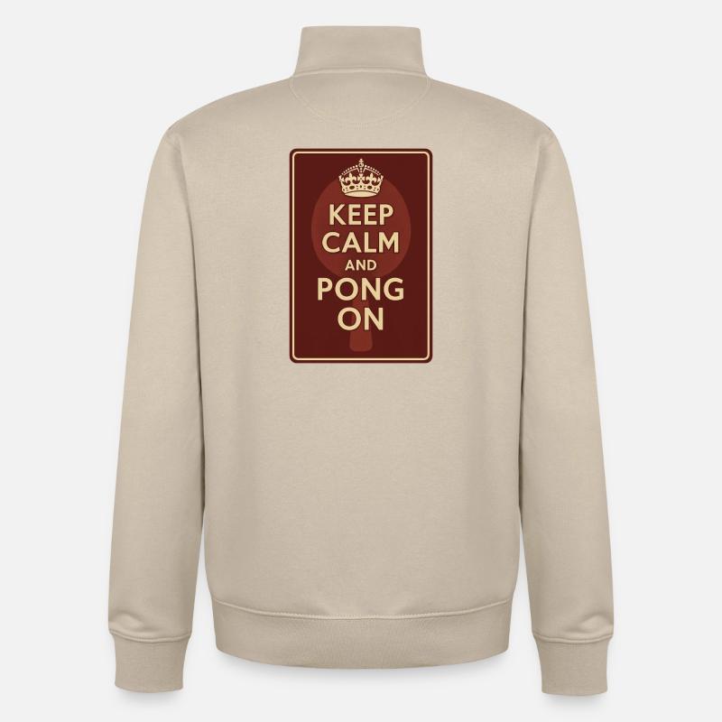 Keep Calm and Pong On / Ping - Sweat zippé unisexe en coton bio Stanley/Stella - beige crème