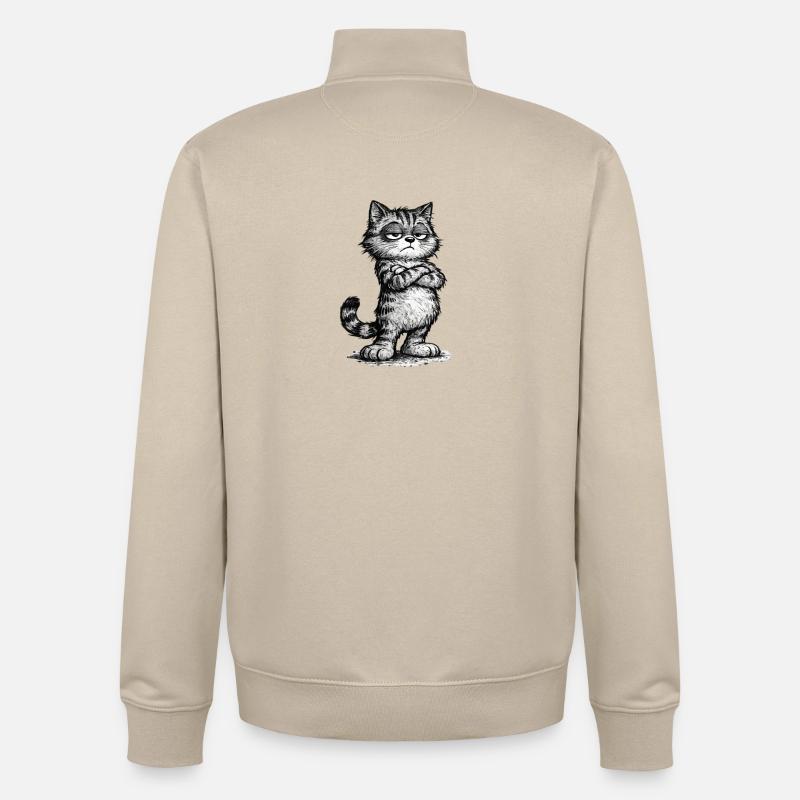 Grumpy Katze – Chef Vibes (Sketch Attitude) - Unisex Organic Zip Sweatshirt von Stanley/Stella - Cremebeige