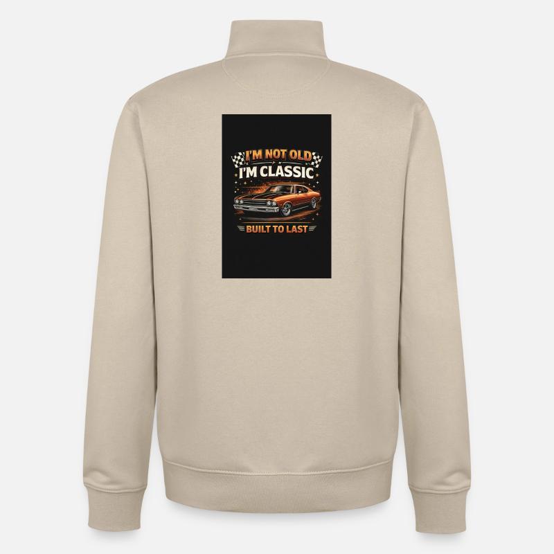 Old School Classic construit pour durer - Sweat zippé unisexe en coton bio Stanley/Stella - beige crème