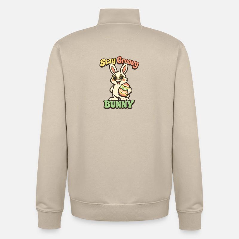 Stay Groovy Bunny Easter Easter Bunny - Unisex Organic Zip Sweatshirt by Stanley/Stella - desert dust