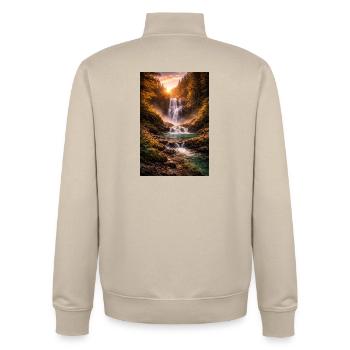 Wasserfall in der Abendsonne - Unisex Organic Zip Sweatshirt von Stanley/Stella - Cremebeige - Hinten - AI Model Male 185 dark (185cm)