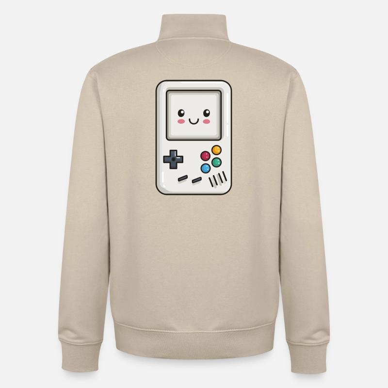 Søt spillkonsoll - Unisex genser med glidelås i økologisk bomull Stanley/Stella - krembeige