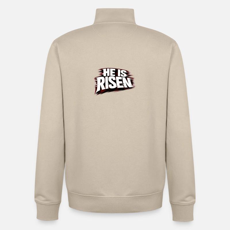 He is Risen - Unisex Organic Zip Sweatshirt von Stanley/Stella - Cremebeige