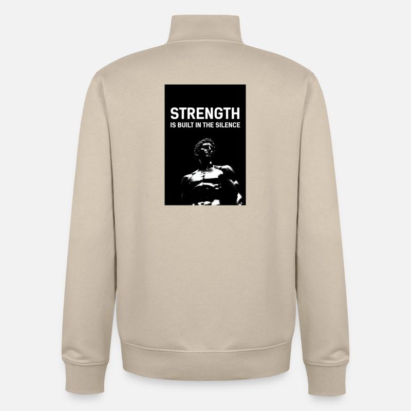 La force dans le silence - Sweat zippé unisexe en coton bio Stanley/Stella - beige crème