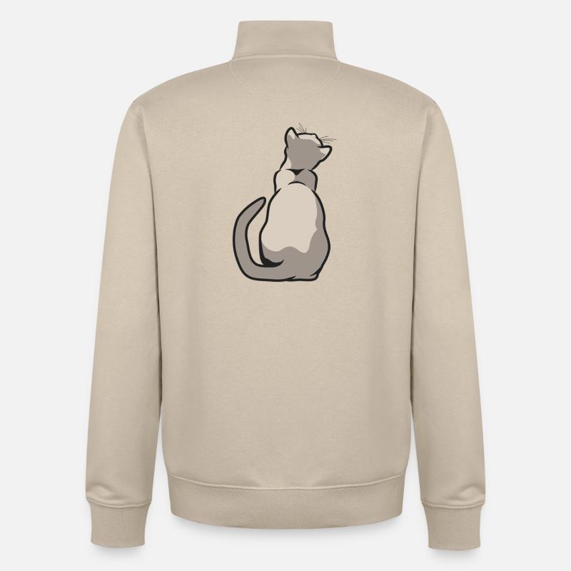 chat dos - Sweat zippé unisexe en coton bio Stanley/Stella - beige crème