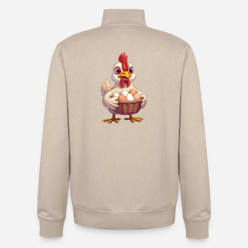 Huhn mit Eierkorb - Unisex Organic Zip Sweatshirt von Stanley/Stella - Cremebeige