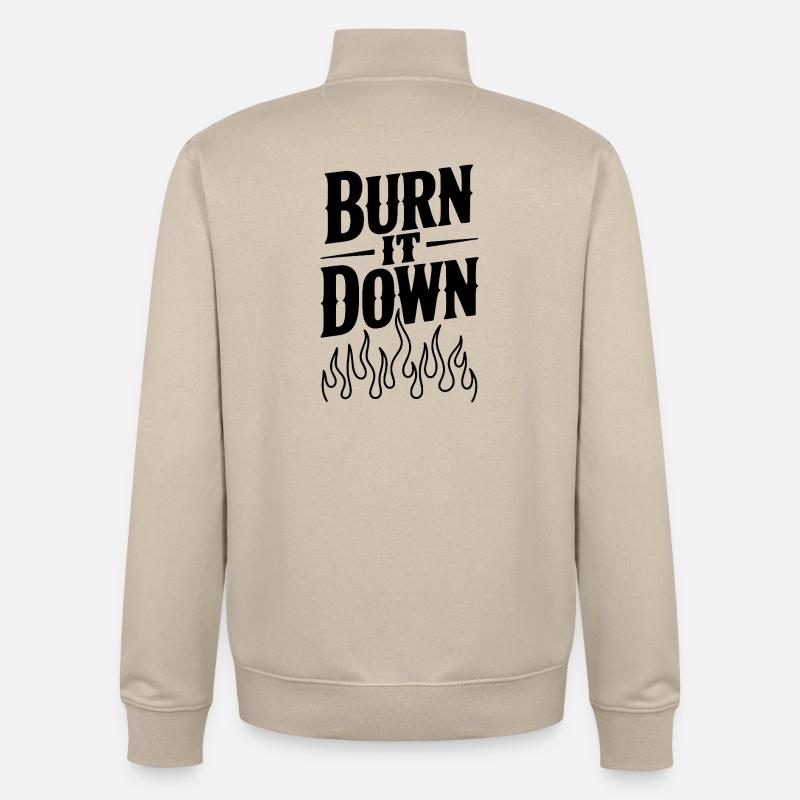 Brûlez tout - Sweat zippé unisexe en coton bio Stanley/Stella - beige crème