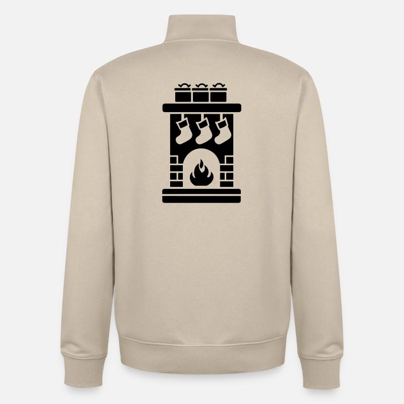 Chaussette de Noël avec cheminée - Sweat zippé unisexe en coton bio Stanley/Stella - beige crème