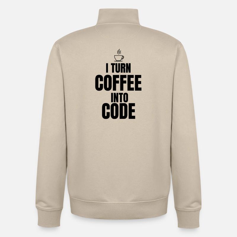 I Turn Coffee Into Code - Unisex Organic Zip Sweatshirt by Stanley/Stella - desert dust