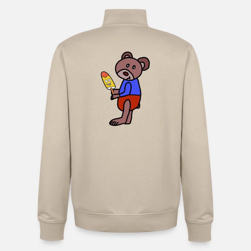 Bär Teddy  Eiskrem  Eis Kind - Unisex Organic Zip Sweatshirt by Stanley/Stella - desert dust