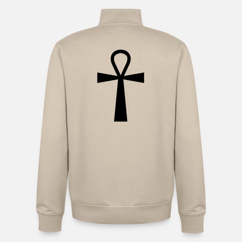 Croix d’Ankh égyptienne - Sweat zippé unisexe en coton bio Stanley/Stella - beige crème
