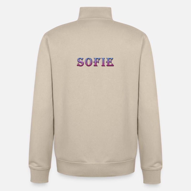 Farbenfroher 3D-Text mit Glitzereffekt - Unisex Organic Zip Sweatshirt von Stanley/Stella - Cremebeige