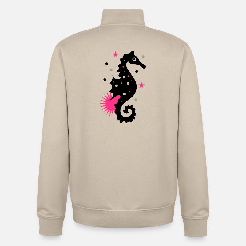 Le cheval de mer - Sweat zippé unisexe en coton bio Stanley/Stella - beige crème
