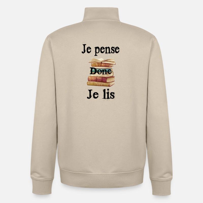 Je pense dons je lis - Sweat zippé unisexe en coton bio Stanley/Stella - beige crème