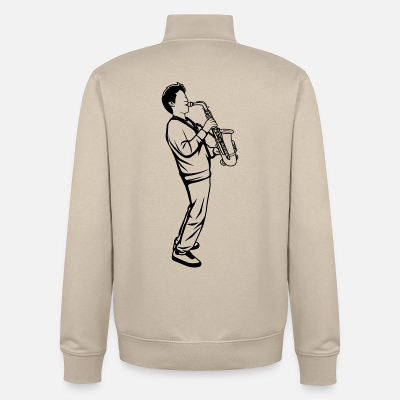 Saxophon Junge - Unisex Organic Zip Sweatshirt von Stanley/Stella - Cremebeige