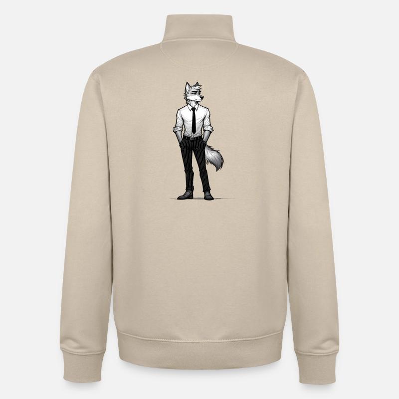 Dapper Wolf : Bête d’affaires décontractée - Sweat zippé unisexe en coton bio Stanley/Stella - beige crème