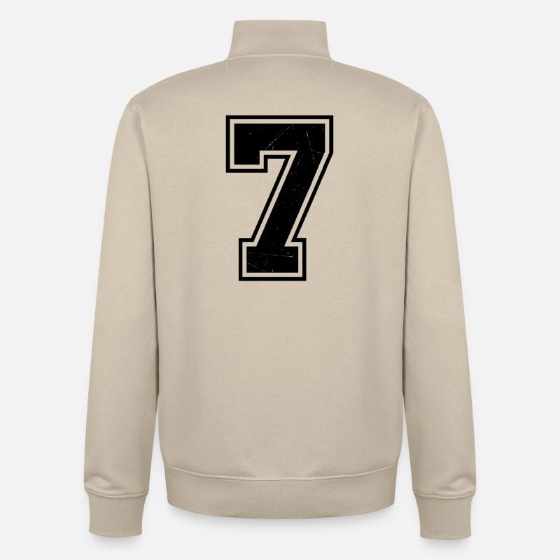 Chiffre Grunge Seven avec texture rayée - Sweat zippé unisexe en coton bio Stanley/Stella - beige crème