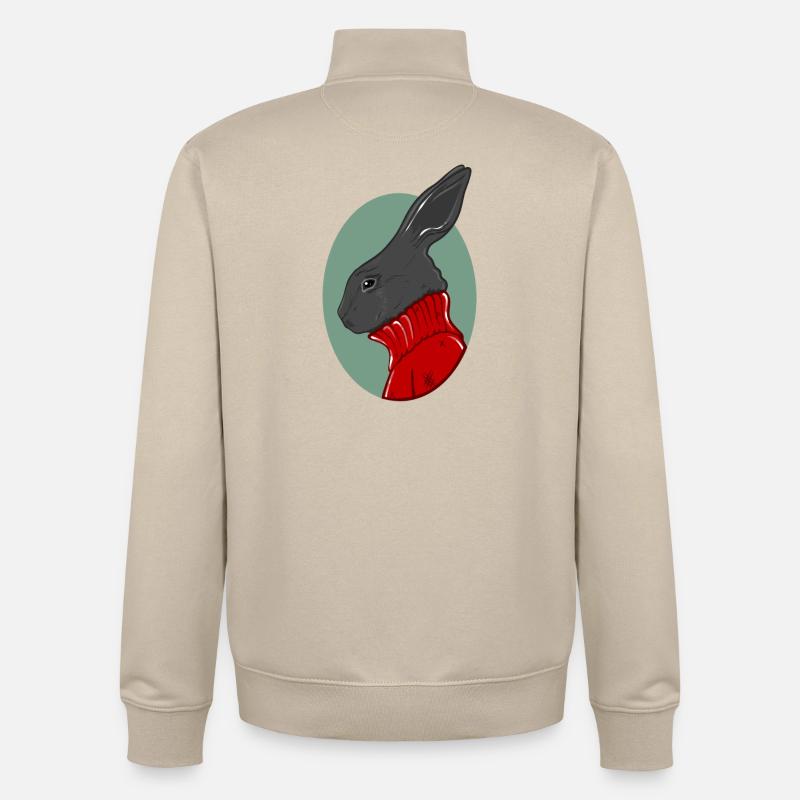 Hase mit rotem Pullover - Unisex Organic Zip Sweatshirt von Stanley/Stella - Cremebeige