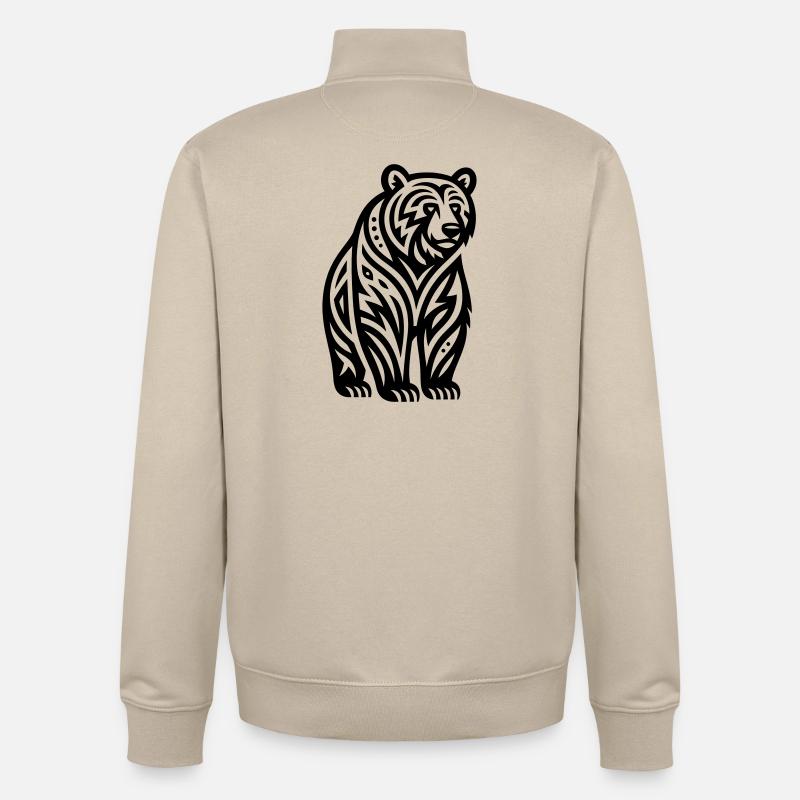 Just a Black Bear #2 / JustN-imal - Sweat zippé unisexe en coton bio Stanley/Stella - beige crème