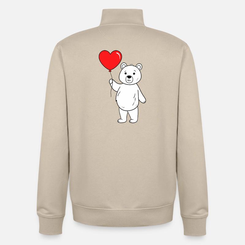 Bär mit Herzluftballon - Unisex Organic Zip Sweatshirt von Stanley/Stella - Cremebeige