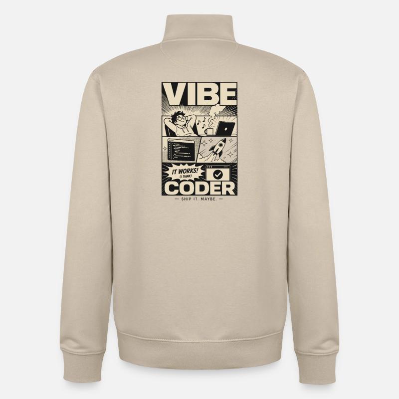 Vibe Coder Programmer Humor - Unisex Organic Zip Sweatshirt by Stanley/Stella - desert dust