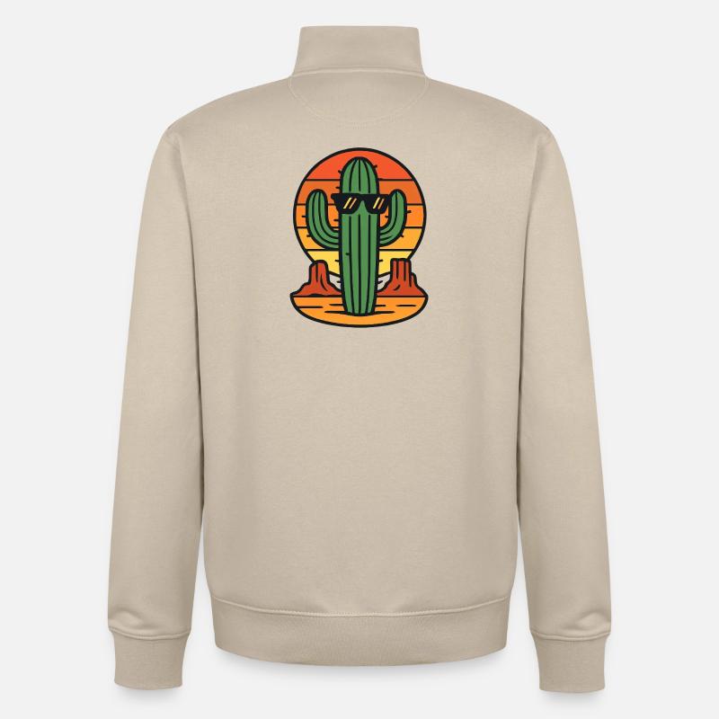 Sunset cactus with sunglasses - Unisex Organic Zip Sweatshirt by Stanley/Stella - desert dust