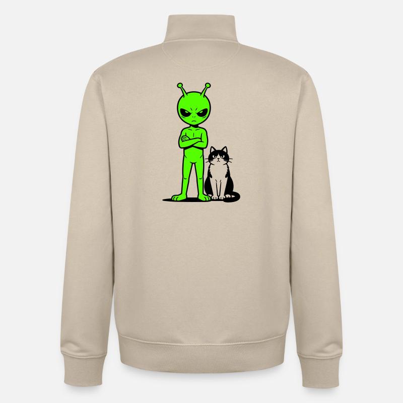 Alien Comic Humor - Unisex Organic Zip Sweatshirt by Stanley/Stella - desert dust