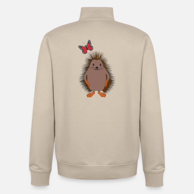 Doux hérisson & papillon – Gentillesse - Sweat zippé unisexe en coton bio Stanley/Stella - beige crème
