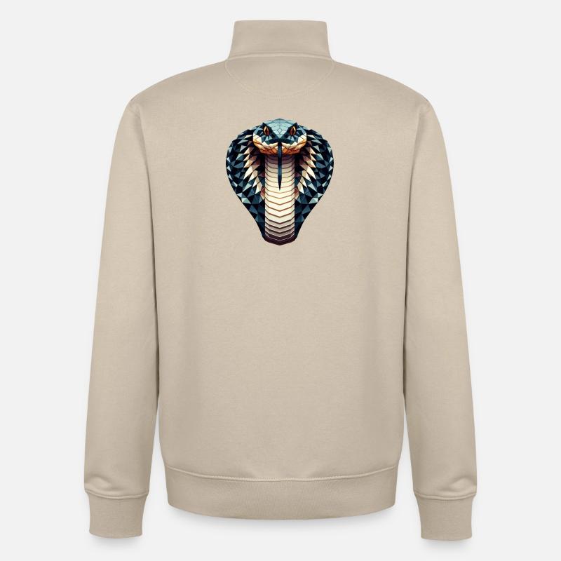 Un cobra royal dans le style polygonal - Sweat zippé unisexe en coton bio Stanley/Stella - beige crème