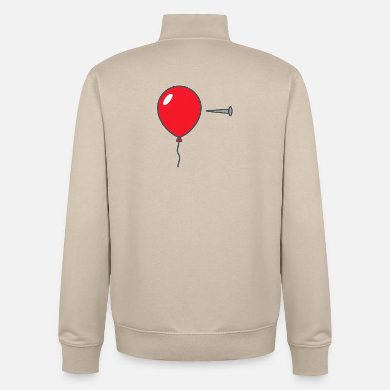 • « Éclatez le ballon – Conception graphique audacieuse - Sweat zippé unisexe en coton bio Stanley/Stella - beige crème