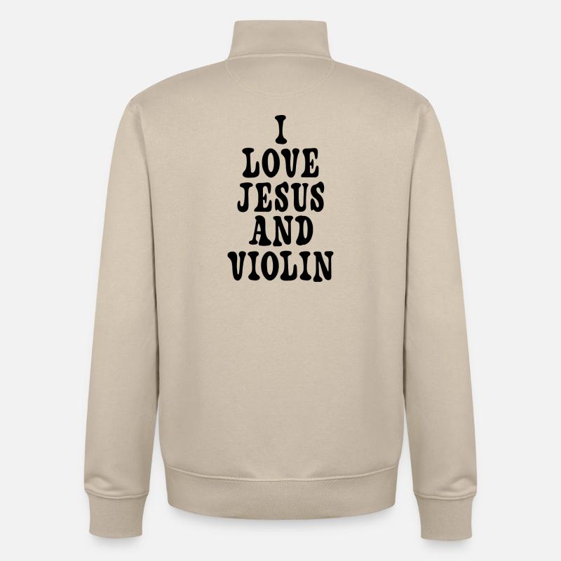 J'aime Jésus et les violons - Sweat zippé unisexe en coton bio Stanley/Stella - beige crème