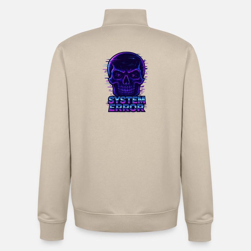 Neon Glitch Schädel mit Systemfehlertext - Unisex Organic Zip Sweatshirt von Stanley/Stella - Cremebeige