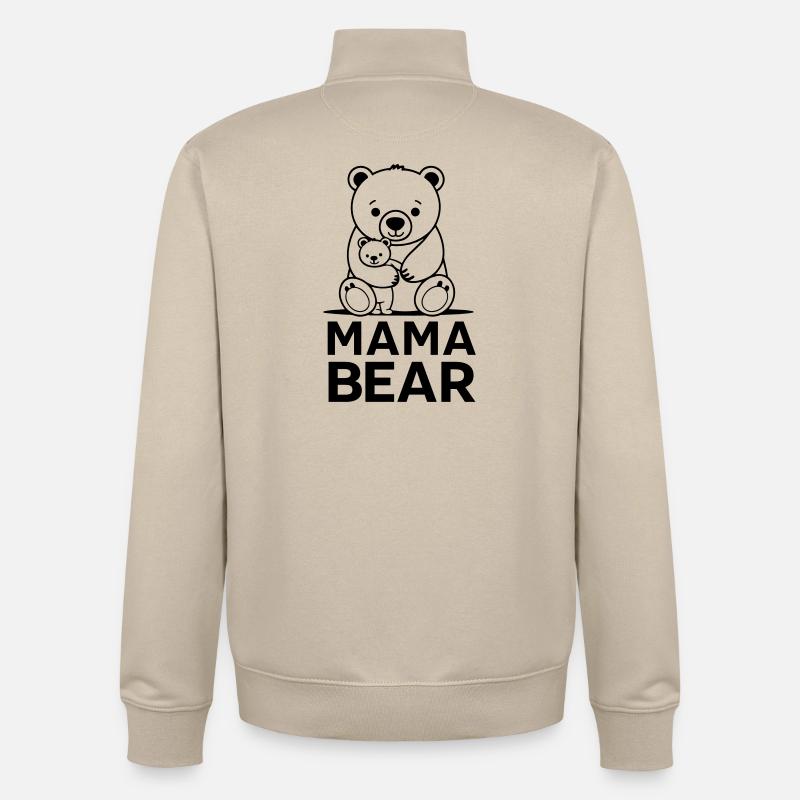 Bärenmama - Unisex Organic Zip Sweatshirt von Stanley/Stella - Cremebeige