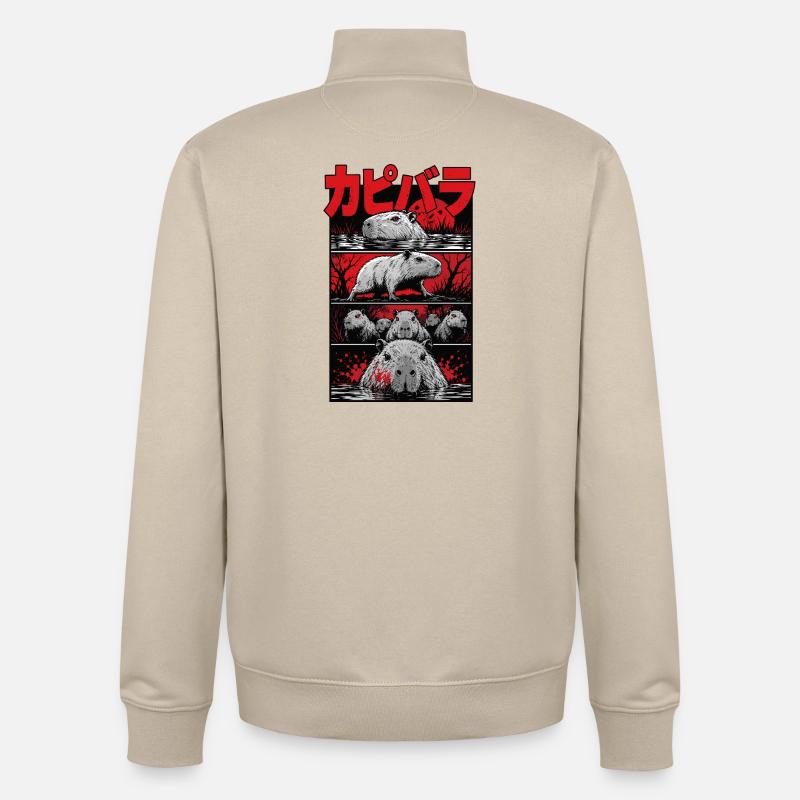 Blutsee Capybara Horror - Unisex Organic Zip Sweatshirt von Stanley/Stella - Cremebeige