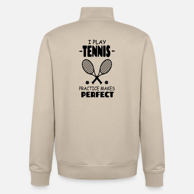 I_Play_Tennis_Practice_Makes_Perfect - Sweat zippé unisexe en coton bio Stanley/Stella - beige crème