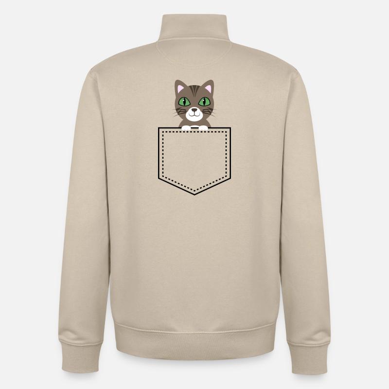 Taschentier chat maquereau brun - Sweat zippé unisexe en coton bio Stanley/Stella - beige crème