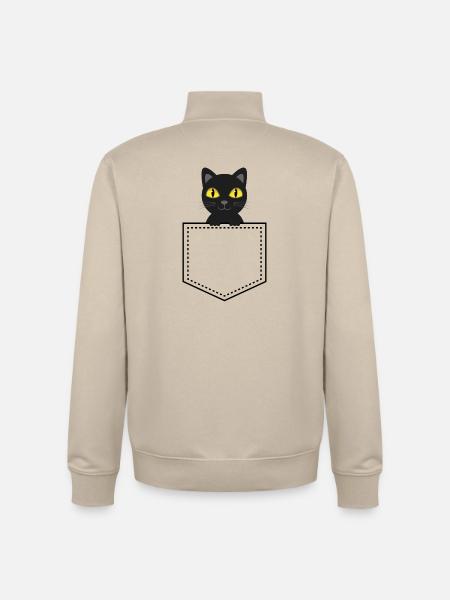 Pocket animal black cat - Unisex Organic Zip Sweatshirt by Stanley/Stella - desert dust