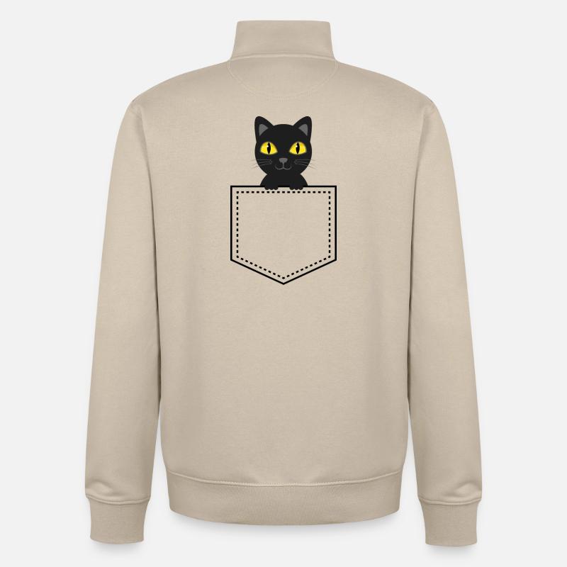 Taschentier schwarze Katze - Unisex Organic Zip Sweatshirt von Stanley/Stella - Cremebeige