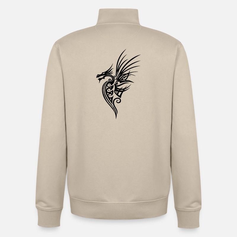 Dragon, dragon, imaginaire - Sweat zippé unisexe en coton bio Stanley/Stella - beige crème