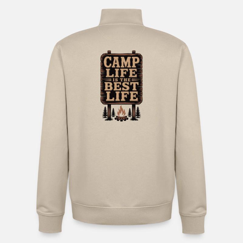 Das Camp-Leben ist das beste Leben - Unisex Organic Zip Sweatshirt von Stanley/Stella - Cremebeige