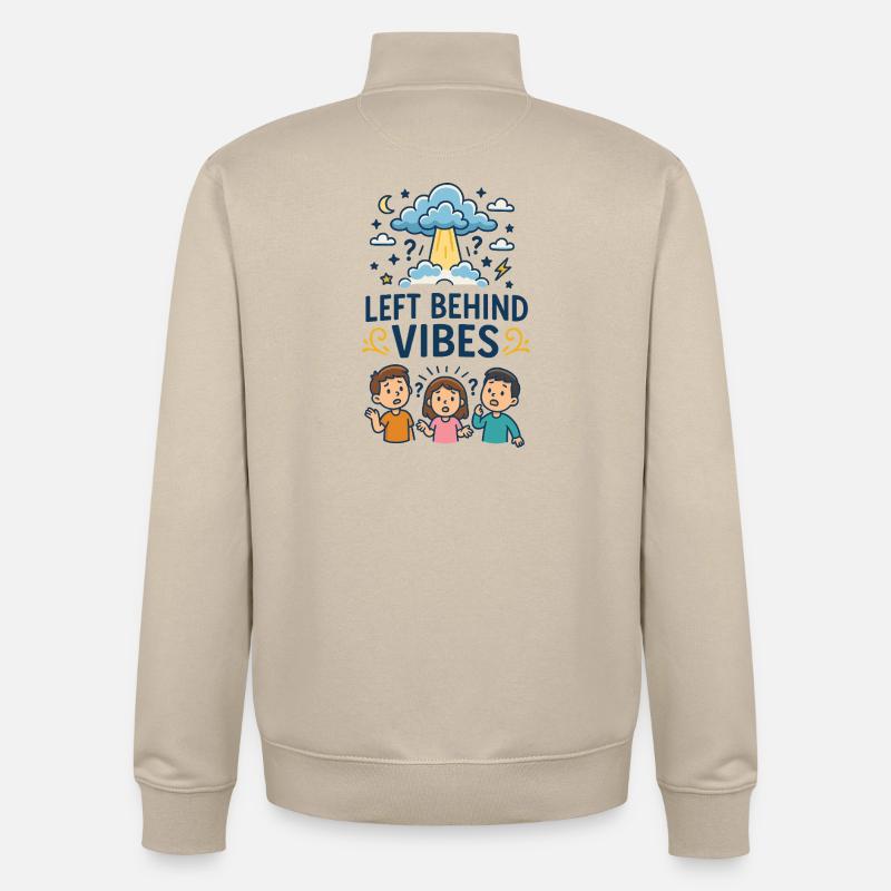 Vibrations de Left Behind - Sweat zippé unisexe en coton bio Stanley/Stella - beige crème