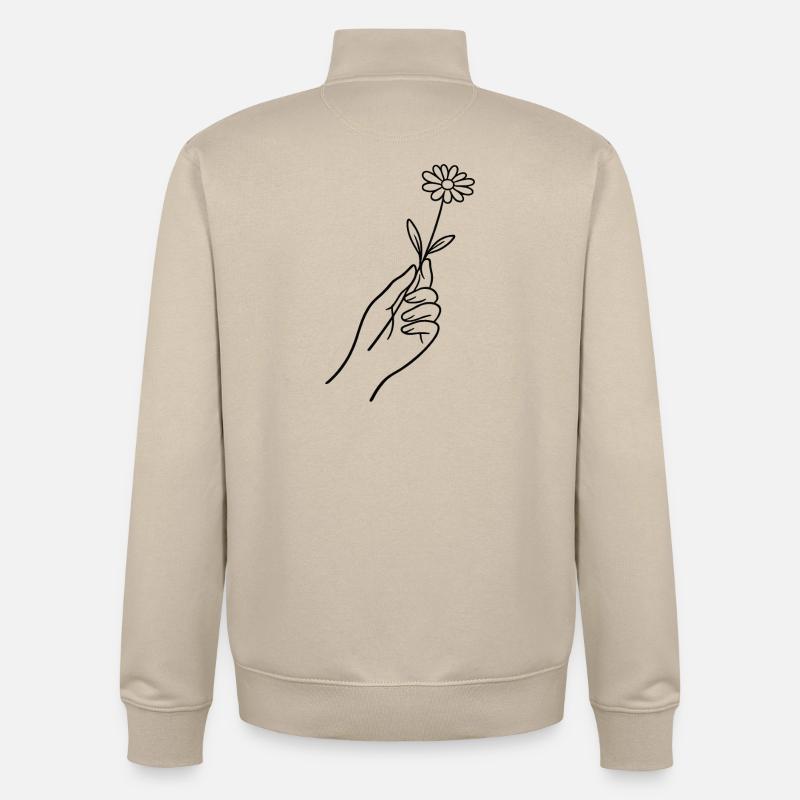 Ligne de main avec fleur - Sweat zippé unisexe en coton bio Stanley/Stella - beige crème