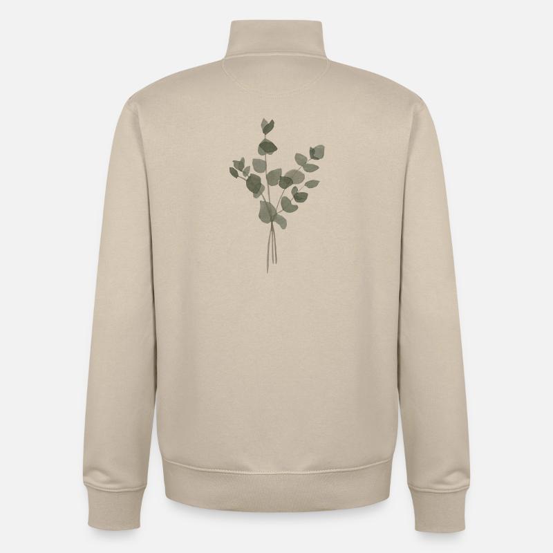Eucalyptus à l’Aquarelle - Sweat zippé unisexe en coton bio Stanley/Stella - beige crème