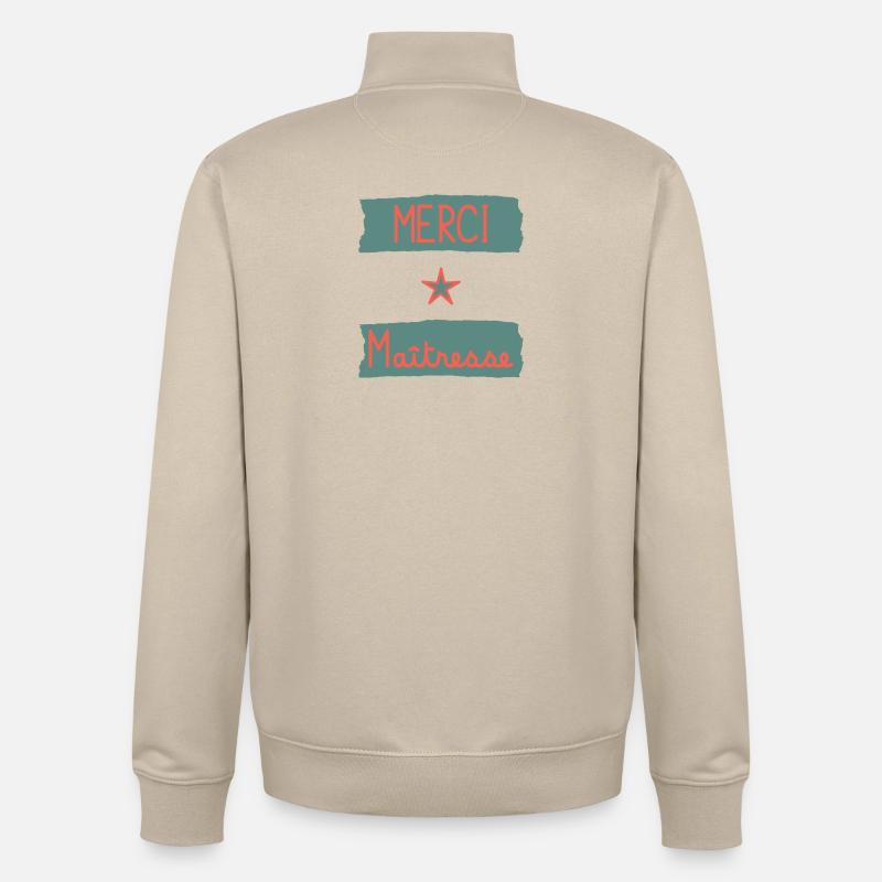 MAÎTRESSE. MERCI. MERCI MAÎTRESSE - Sweat zippé unisexe en coton bio Stanley/Stella - beige crème